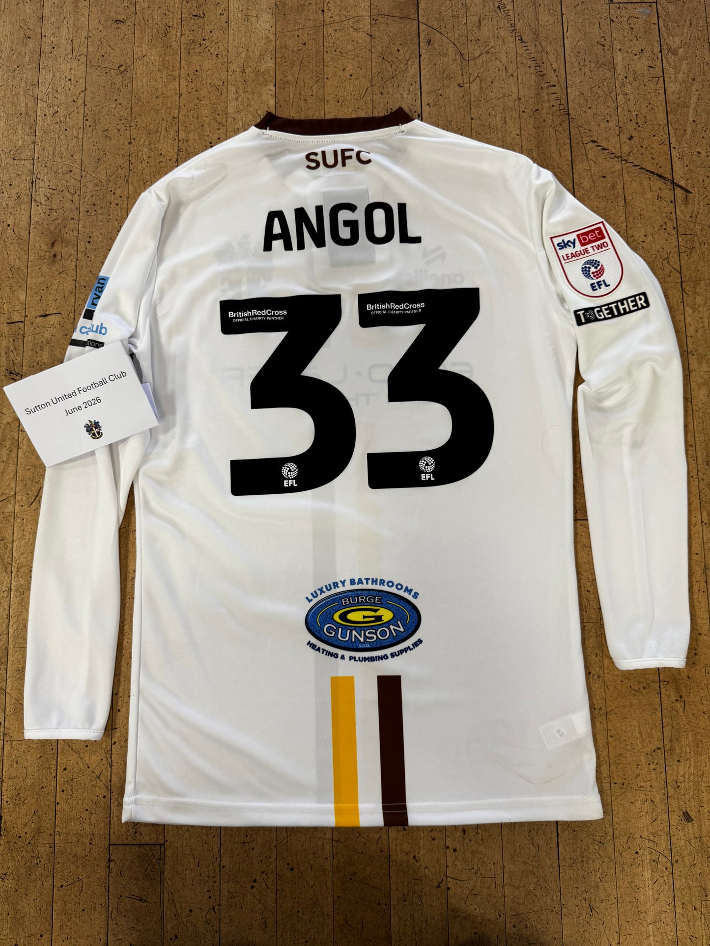 Lee Angol White Away Shirt 2023-2024 - Long Sleeve